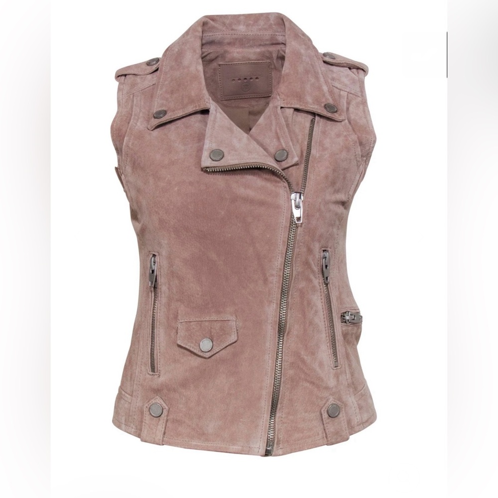 BLANKNYC - Taupe Suede Moto-Style Vest Sz S